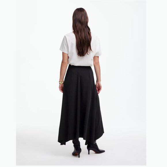 Madewell Skirt Womens Asymmetric Midi Black Minimalist Size 2 New With Tags - Picture 4 of 17